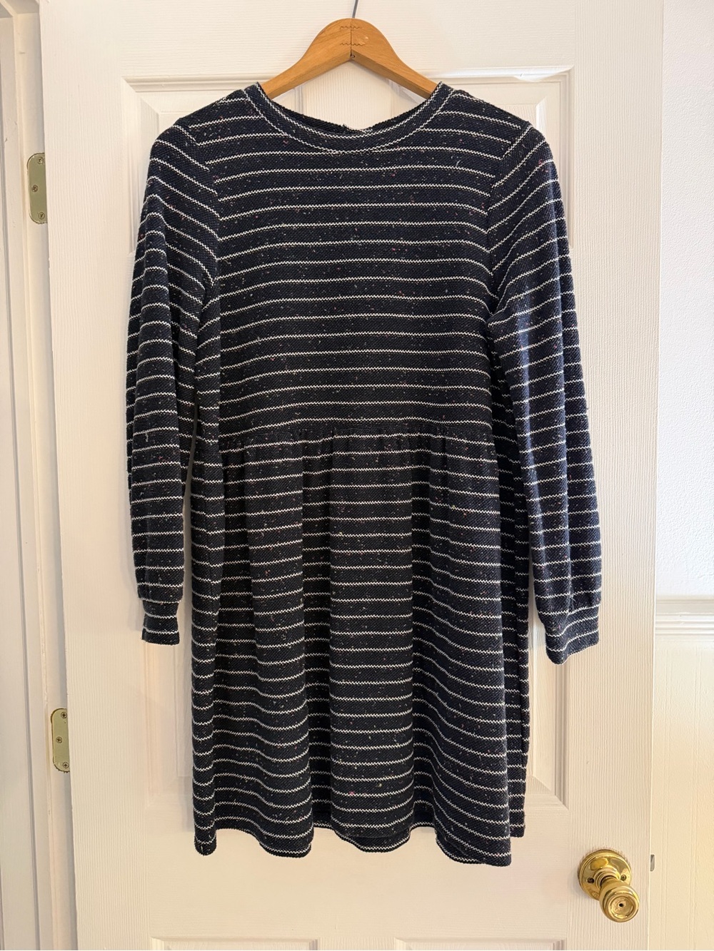 LOFT Navy and White Striped Knit Dress